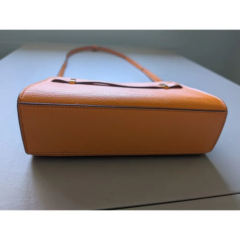 Tory Burch Lee Radziwill Pebbled Shoulder Bag Orange Citrine